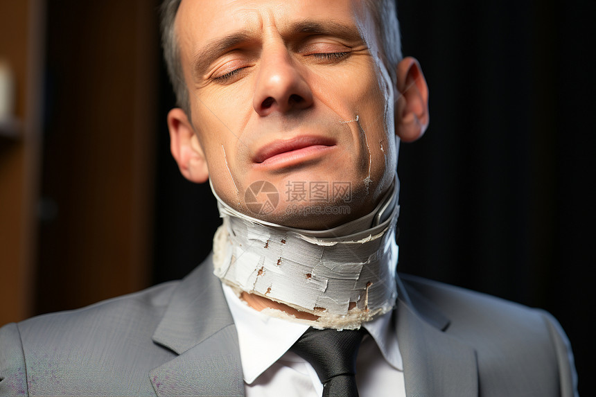 戴颈椎固定器的男性图片