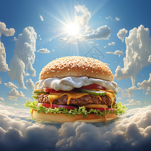 白云上的汉堡图片