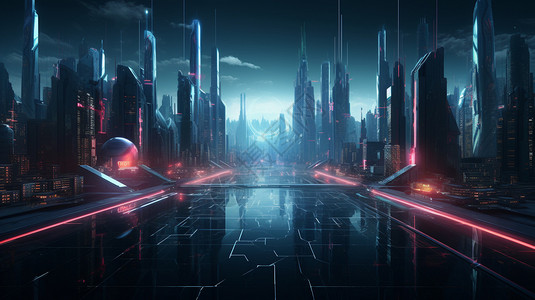 全息机械未来城市背景图片