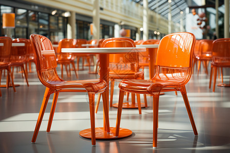 一套橘色椅子图片