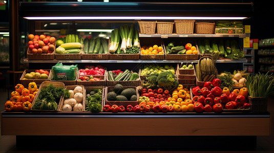 超市蔬果货架高清图片