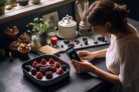 女孩食物背景图片