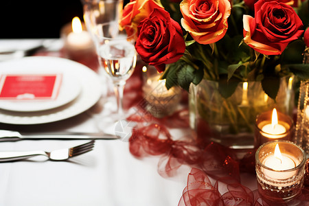 浪漫的玫瑰烛光晚宴图片