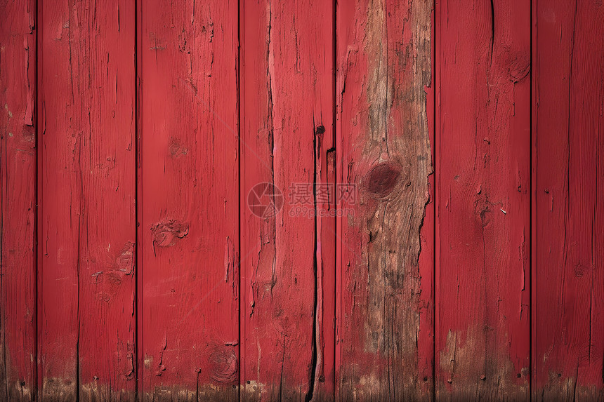 破旧复古红色木板纹理背景图片