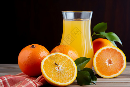 清新的橙子果汁图片