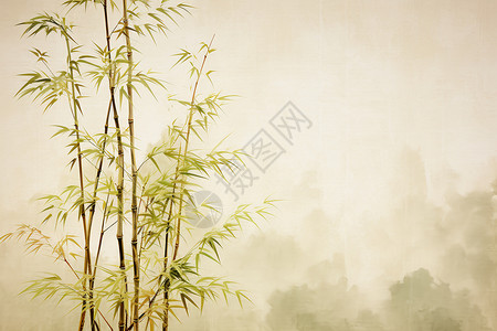 复古手绘的竹子艺术背景图片