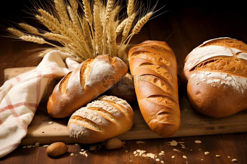 五谷杂粮的小麦面包图片