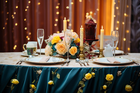 浪漫婚宴餐桌布置图片