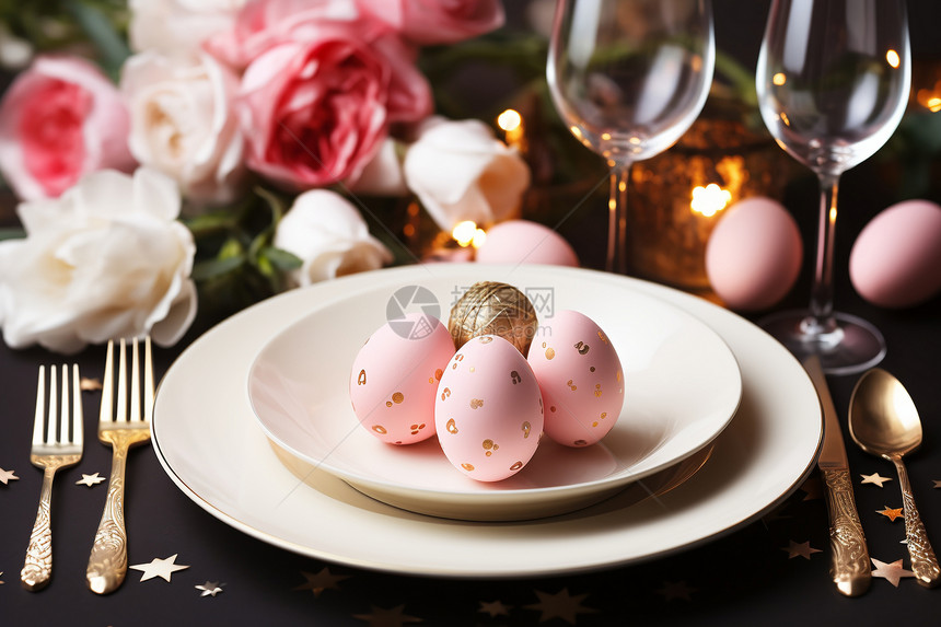复活节彩蛋装饰餐桌图片