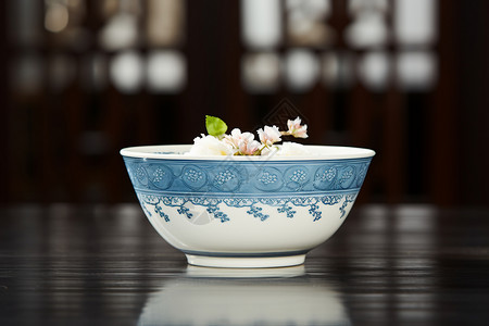 蓝色经典经典蓝色花纹瓷碗背景
