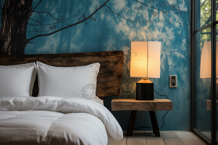 树墙绘素材时尚的卧室装潢背景