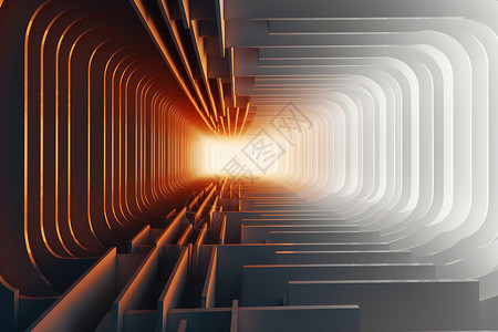 3D抽象的发光隧道场景背景图片