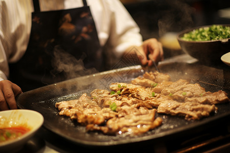 韩式烧烤牛扒美味的烤牛扒背景