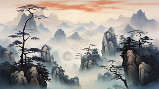 中国山水画图图片