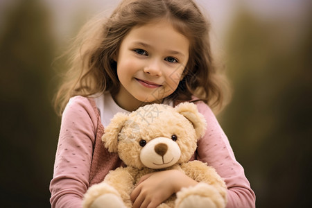 抱小熊抱着小熊的小女孩背景