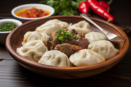 燕肉饺美味的食物肉饺背景