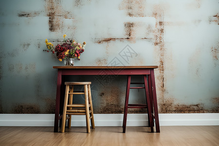 室内的木制桌子背景图片