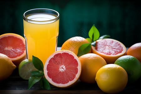 健康的果汁和葡萄柚图片