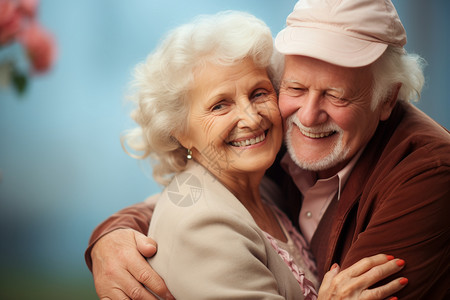 相拥的老年夫妻背景图片