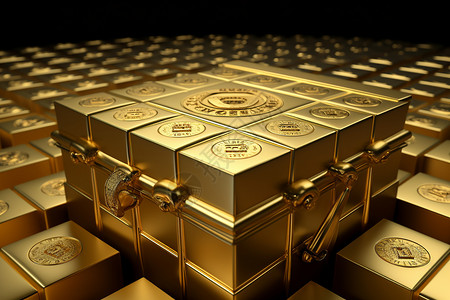 黄金的存钱保险箱背景图片
