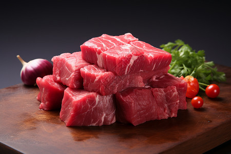 美味的切块生牛肉背景图片