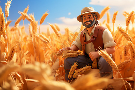 农田里的农民模型背景图片