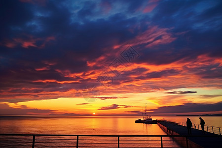 美丽的夕阳海岸图片