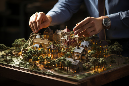 立体的房屋建筑模型背景图片