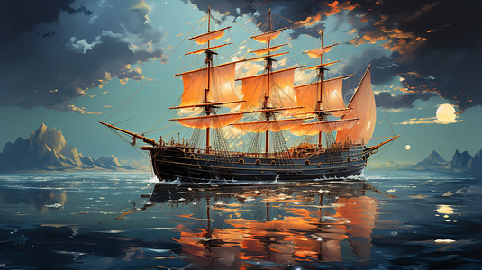 船舶背景漂浮在水面上的船只插画