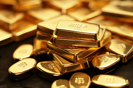 财富之源的黄金金条背景图片