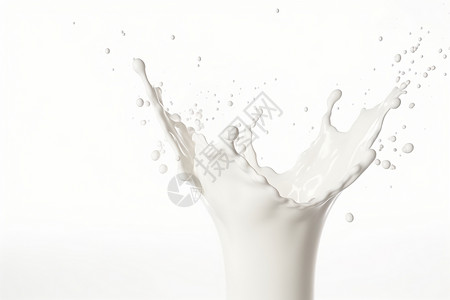 乳白色背景飞溅的牛奶液体设计图片