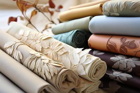刺绣针织的丝绸布匹背景图片