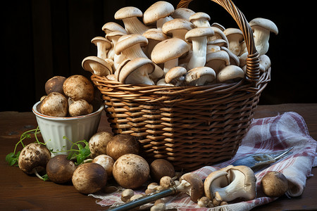 采摘蘑菇美味的蘑菇背景