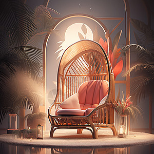 奢华低调的竹制休闲椅图片