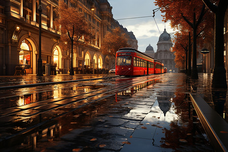 雨中的城市街道图片