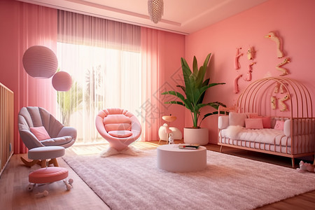 时尚的粉色客厅高清图片