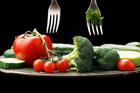 新鲜的蔬菜食材背景图片