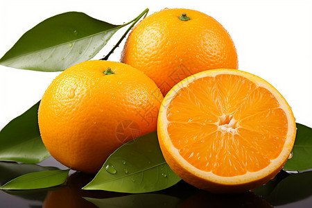新鲜采摘的脐橙背景图片