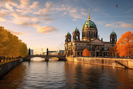 柏林建筑古老浪漫的柏林教堂背景