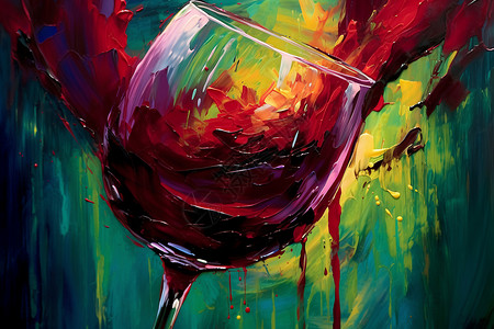 抽象创意的红酒杯插图背景图片
