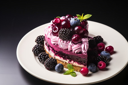 美味的蓝莓奶油蛋糕图片