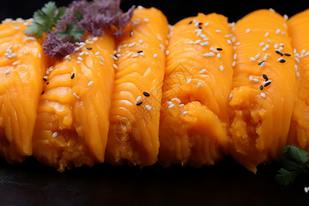 新鲜制作的海胆寿司背景图片