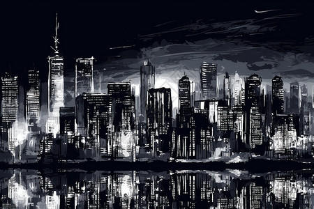 夜幕下的都市之影高清图片
