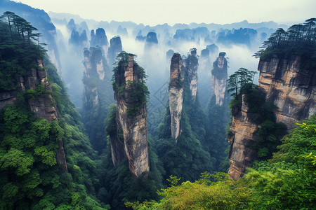 神奇邂逅仙境之巅的张家界景观背景