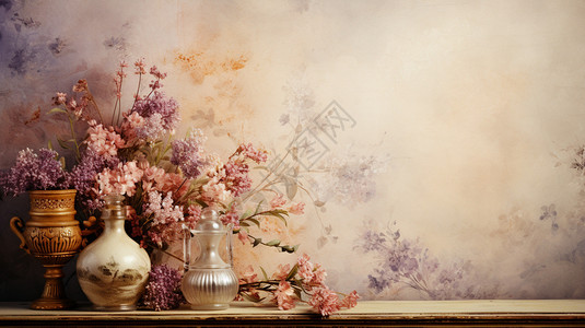 唯美壁纸前的古典花瓶背景图片