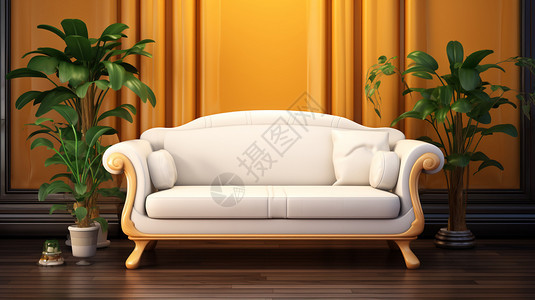 时尚的客厅扶手沙发背景图片