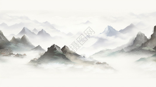 烟雾缭绕的山脉背景图片