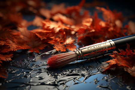红色毛笔笔刷自然之美的毛笔背景