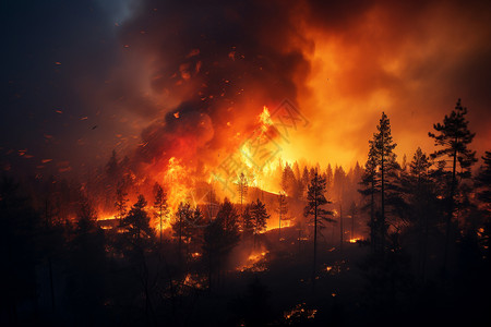 预防森林火灾燃烧的森林大火背景