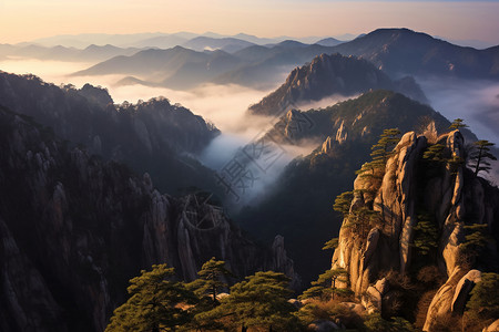 太行山中的云海背景图片